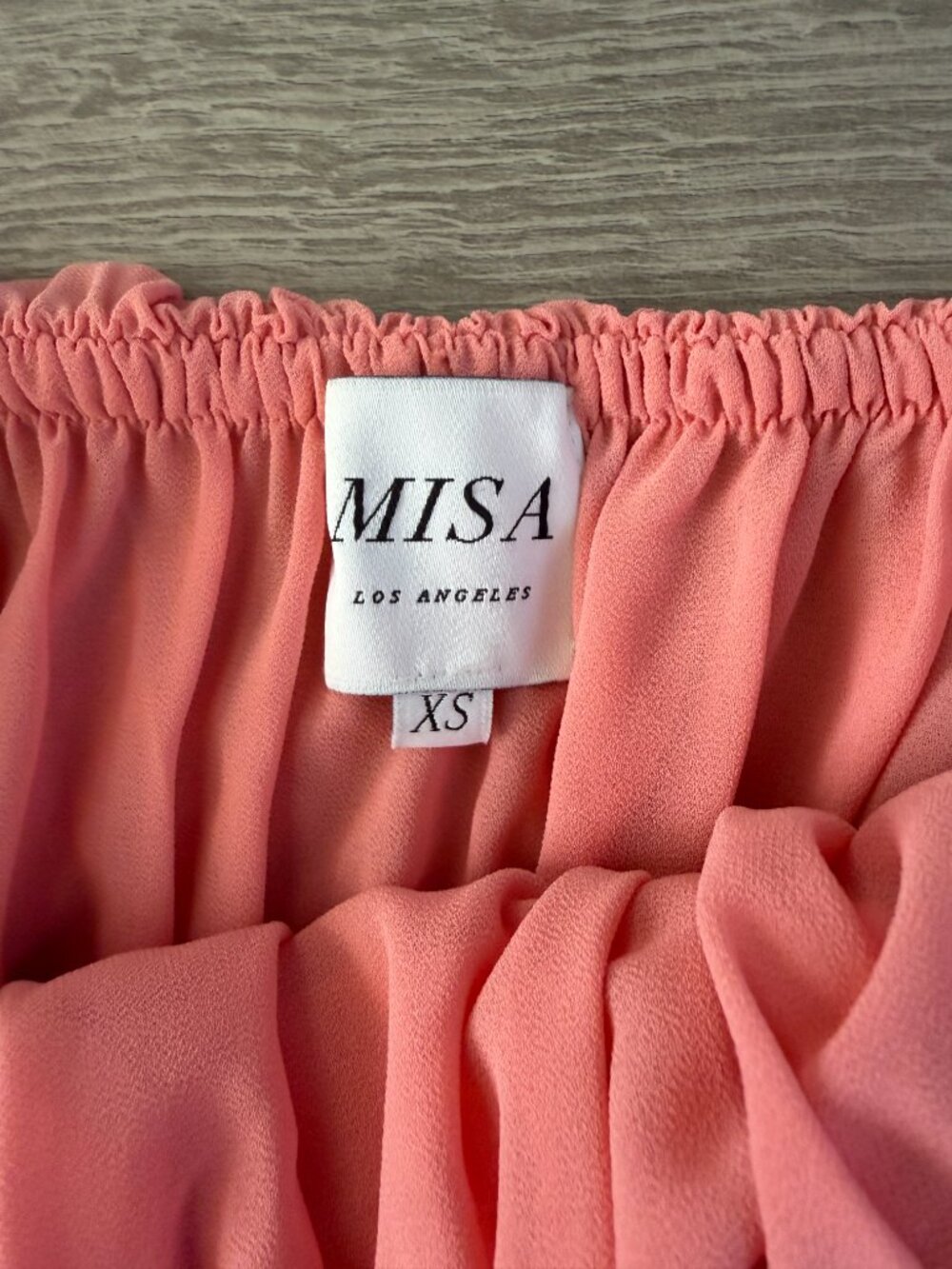 MISA Los Angeles Coral Pink Off Shoulder Tiered Ruffle Maxi Dress XS - Picture 5 of 9